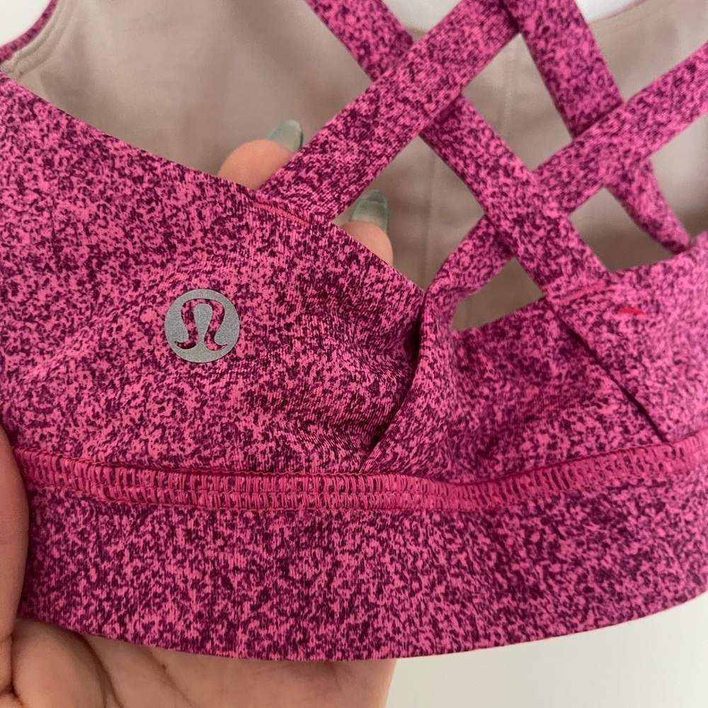 Lululemon Energy Bra Rio Mist Pink Paradise Red Grape / Pink Paradise Strappy - Picture 4 of 6